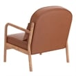 Pemberly Row Mid-Century Faux Leather Solid Wood Accent Chair Saddle Walnut