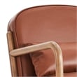 Pemberly Row Mid-Century Faux Leather Solid Wood Accent Chair Saddle Walnut