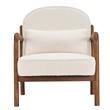 Pemberly Row Mid-Century Modern Boucle Fabric Accent Chair Fabric White Walnut