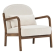 Pemberly Row Mid-Century Modern Boucle Fabric Accent Chair Fabric White Walnut