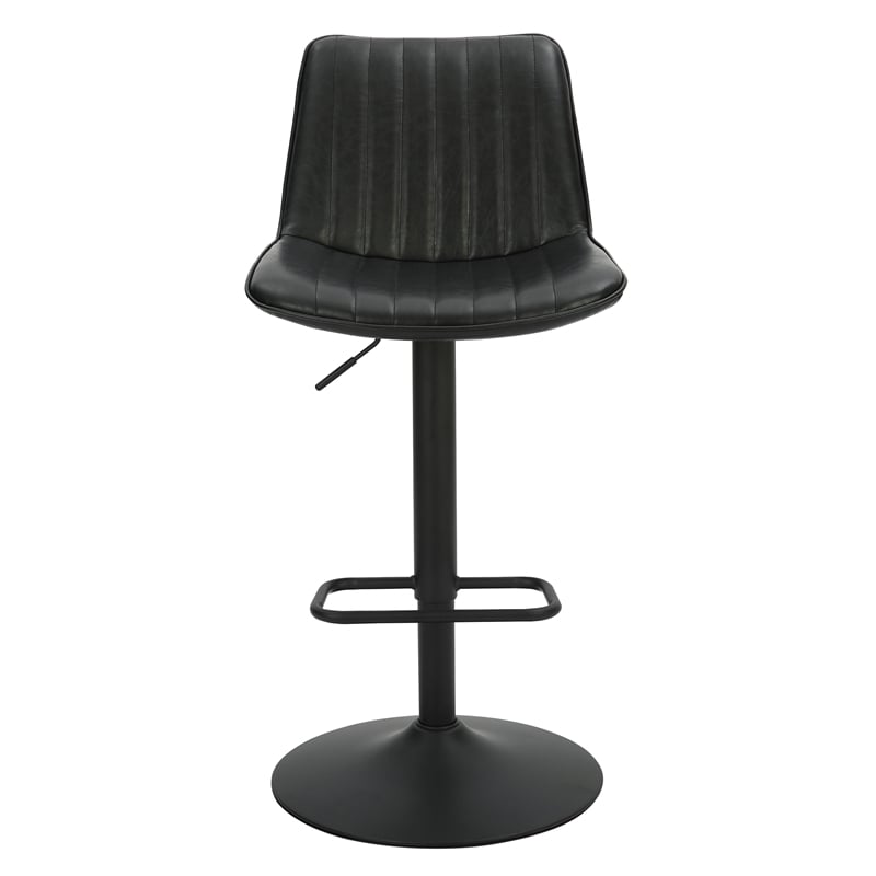 Pemberly Row Faux Leather Metal Adjustable AirLift Stool Set of 2 Black