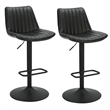 Pemberly Row Faux Leather Metal Adjustable AirLift Stool Set of 2 Black