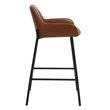 Pemberly Row Faux Leather Metal 26 Inches Counter Stool PU Set of 2 Saddle Black