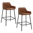 Pemberly Row Faux Leather Metal 26 Inches Counter Stool PU Set of 2 Saddle Black