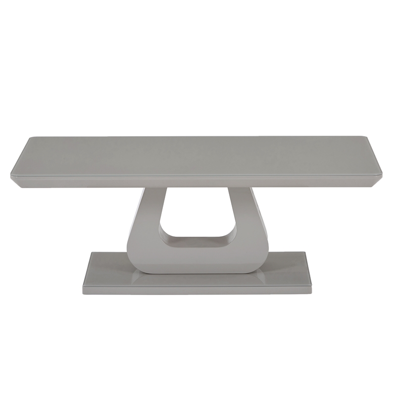 Pemberly Row Contemporary MDF Glass Rectangular Coffee Table Gray