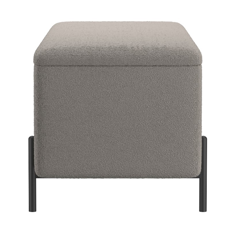 Pemberly Row Modern Fabric Metal Storage Ottoman Bench Gray Black