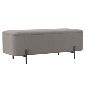 Pemberly Row Modern Fabric Metal Storage Ottoman Bench Gray Black