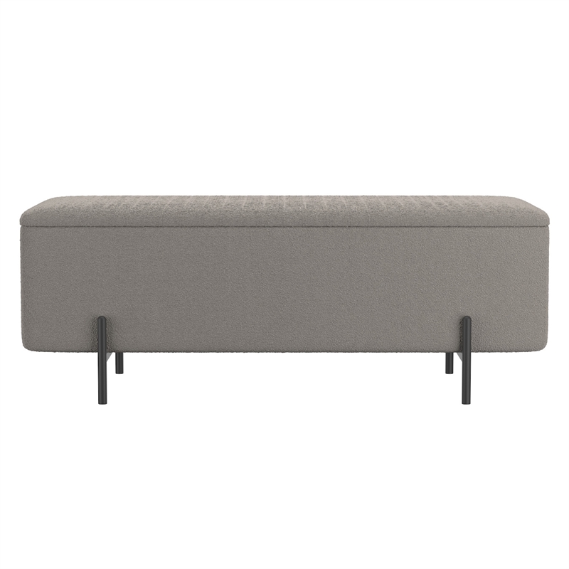 Pemberly Row Modern Fabric Metal Storage Ottoman Bench Gray Black