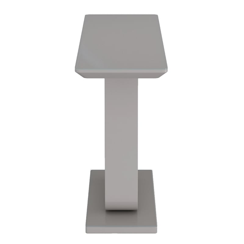 Pemberly Row Contemporary MDF Glass Console Table in Gray Finish