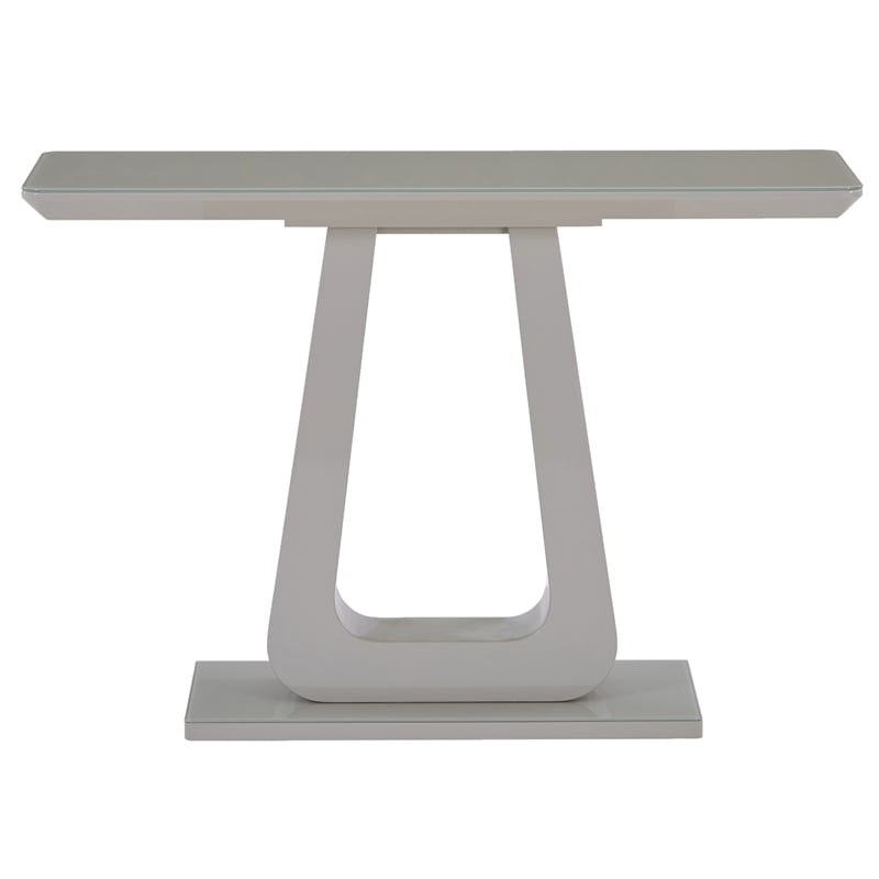 Pemberly Row Contemporary MDF Glass Console Table in Gray Finish