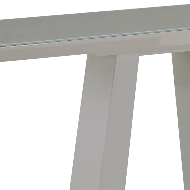 Pemberly Row Contemporary MDF Glass Console Table in Gray Finish