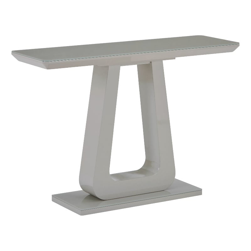 Pemberly Row Contemporary MDF Glass Console Table in Gray Finish