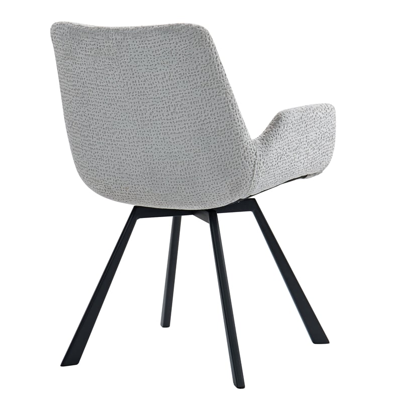 Pemberly Row Modern Fabric Metal Swivel Dining Chair Set of 2 Gray Black