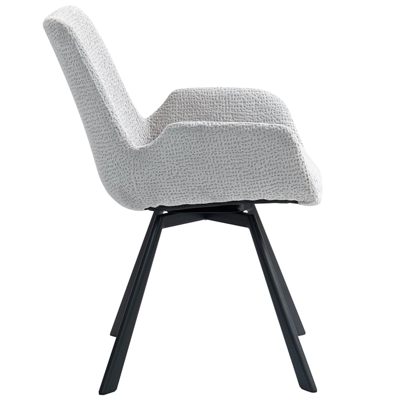 Pemberly Row Modern Fabric Metal Swivel Dining Chair Set of 2 Gray Black