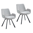 Pemberly Row Modern Fabric Metal Swivel Dining Chair Set of 2 Gray Black