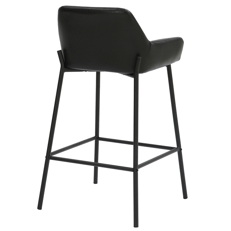 Pemberly Row FauxLeather Metal 26 Inche Counter Stool PU Set of 2 Black