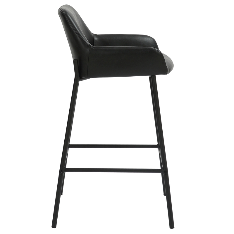 Pemberly Row FauxLeather Metal 26 Inche Counter Stool PU Set of 2 Black