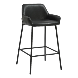 Pemberly Row FauxLeather Metal 26 Inche Counter Stool PU Set of 2 Black