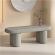 Pemberly Row Contemporary Boucle Fabric Oval Bench in Gray Finish