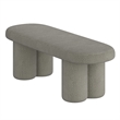 Pemberly Row Contemporary Boucle Fabric Oval Bench in Gray Finish
