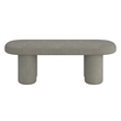 Pemberly Row Contemporary Boucle Fabric Oval Bench in Gray Finish