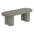 Pemberly Row Contemporary Boucle Fabric Oval Bench in Gray Finish