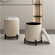 Pemberly Row Modern Boucle Fabric Round Storage Ottoman Cream and Black