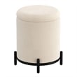 Pemberly Row Modern Boucle Fabric Round Storage Ottoman Cream and Black