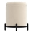 Pemberly Row Modern Boucle Fabric Round Storage Ottoman Cream and Black