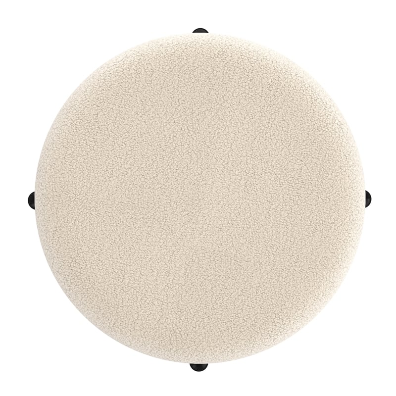 Pemberly Row Modern Boucle Fabric Round Storage Ottoman Cream and Black