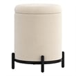 Pemberly Row Modern Boucle Fabric Round Storage Ottoman Cream and Black