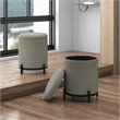 Pemberly Row Modern Boucle Fabric Round Storage Ottoman Gray and Black