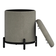 Pemberly Row Modern Boucle Fabric Round Storage Ottoman Gray and Black