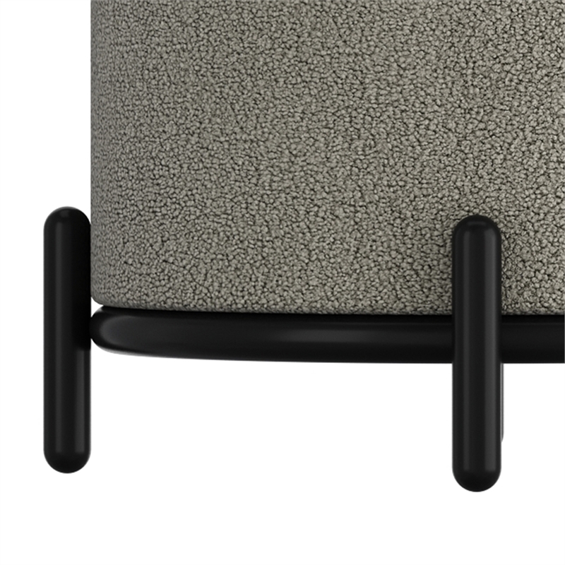 Pemberly Row Modern Boucle Fabric Round Storage Ottoman Gray and Black