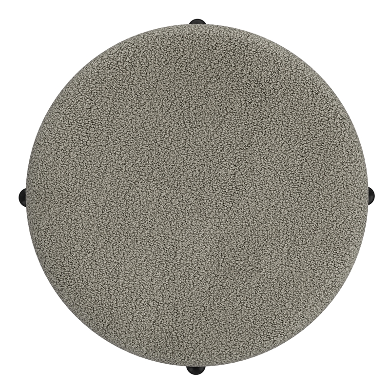 Pemberly Row Modern Boucle Fabric Round Storage Ottoman Gray and Black