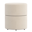 Pemberly Row Contemporary Boucle Fabric Round Ottoman in Cream