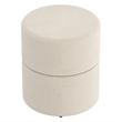 Pemberly Row Contemporary Boucle Fabric Round Ottoman in Cream