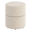 Pemberly Row Contemporary Boucle Fabric Round Ottoman in Cream