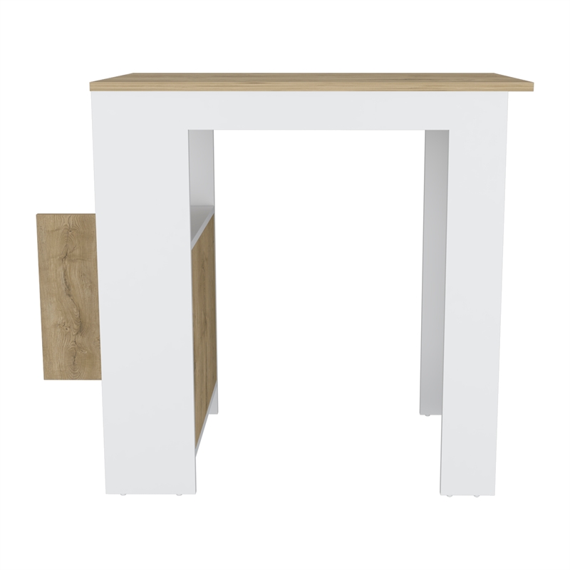 Pemberly Row Engineered Wood Kitchen Island with Side Shelves in White