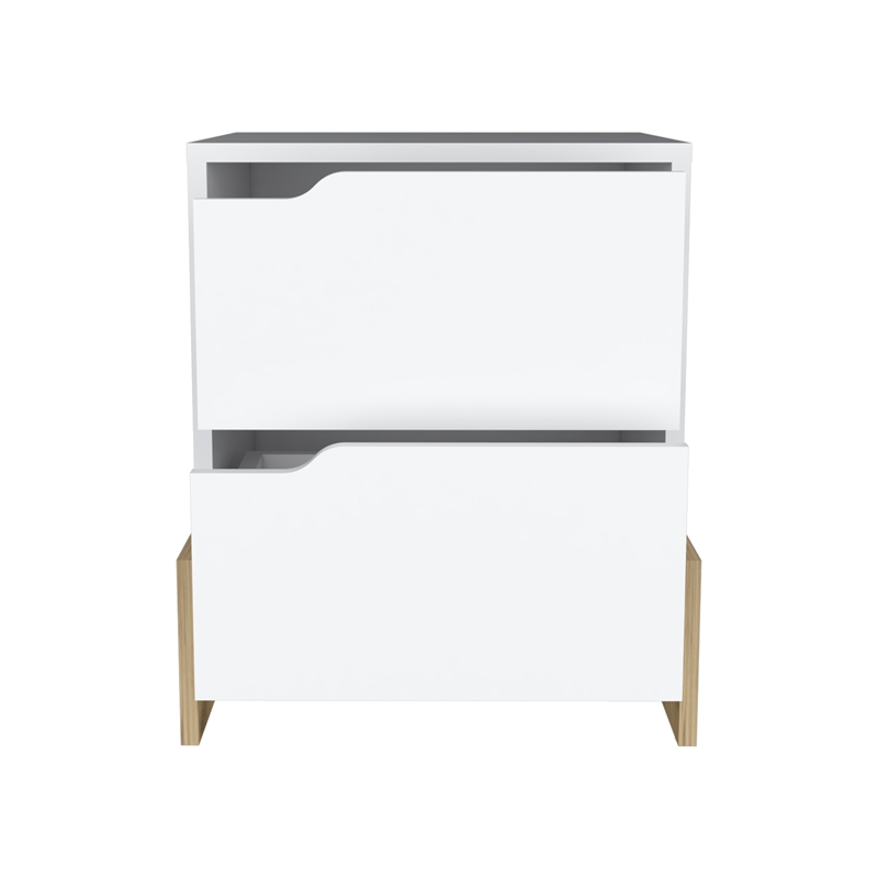 Pemberly Row 2-Drawer Engineered Wood Nightstand in White/Natural