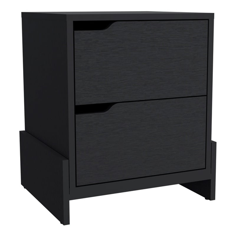 Pemberly Row Contemporary 2-Drawer Engineered Wood Nightstand in Black