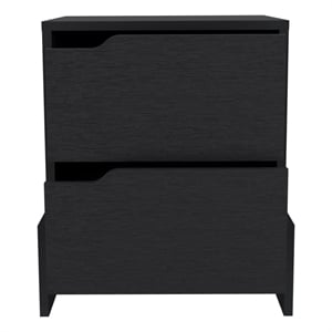 Pemberly Row Contemporary 2-Drawer Engineered Wood Nightstand in Black