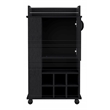 Pemberly Row Engineered Wood Bar Cart with 6 Built-in Wine Rack in Black