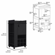 Pemberly Row Engineered Wood Bar Cart with 6 Built-in Wine Rack in Black