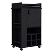 Pemberly Row Engineered Wood Bar Cart with 6 Built-in Wine Rack in Black