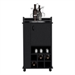 Pemberly Row Engineered Wood Bar Cart with 6 Built-in Wine Rack in Black