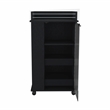 Pemberly Row Engineered Wood Bar Cart with 2-Side Shelves in Black