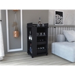 Pemberly Row Engineered Wood Bar Cart with 2-Side Shelves in Black