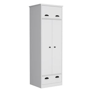Pemberly Row Contemporary Engineered Wood Armoire with 2-Doors in White