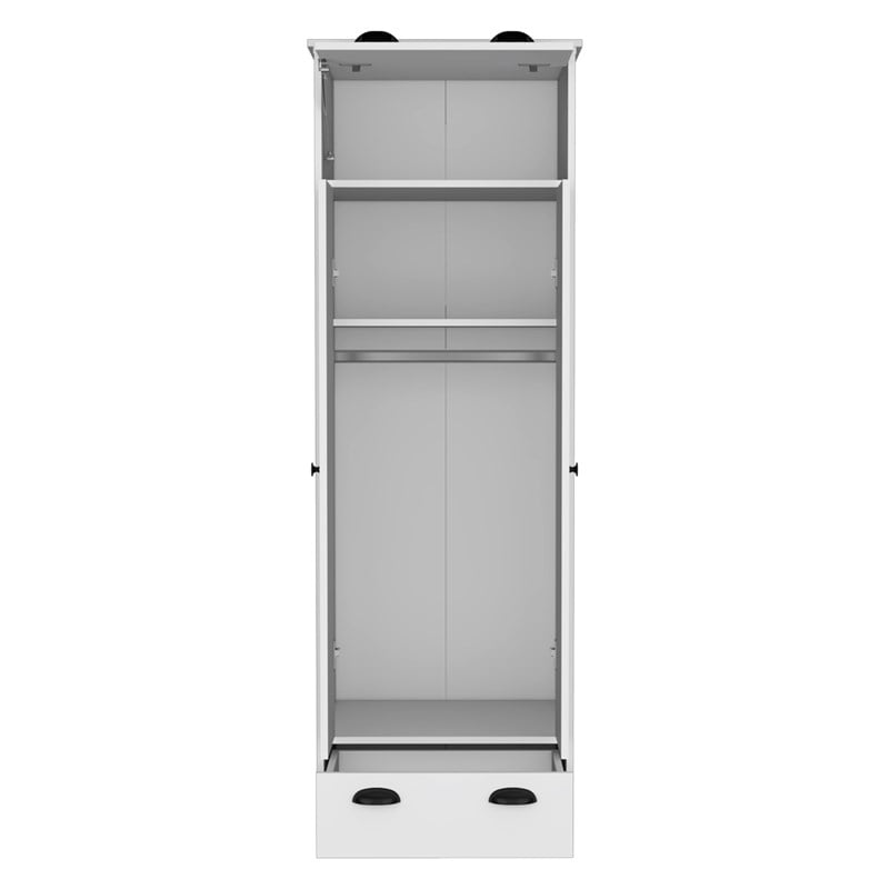 Pemberly Row Contemporary Engineered Wood Armoire with 2-Doors in White